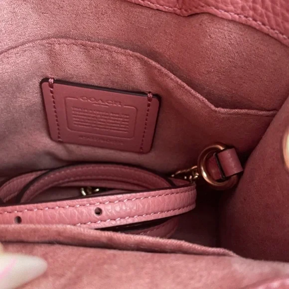 Coach Mini Pepper Crossbody Pebbled Leather Bag Crossbody | Taffy | C6778 - Picture 13 of 16